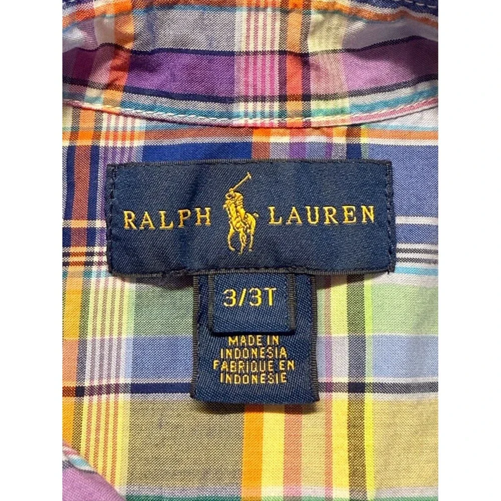Ralph Lauren Boys Plaid Button Down Shirt Size 3T Preppy Classic Long Sleeve